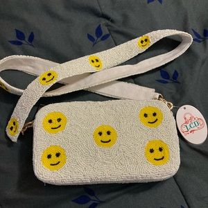 NWT Beaded smiley face crossbody